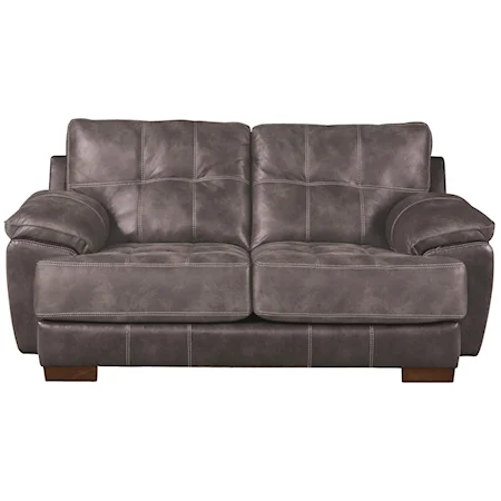 Two Seat Loveseat with Exposed Wood Feet
